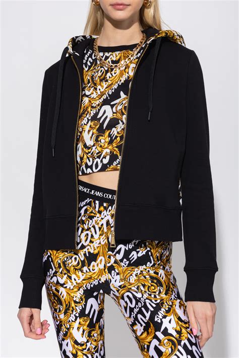 versace sele women's hoodie with zipper|Versace hoodie women.